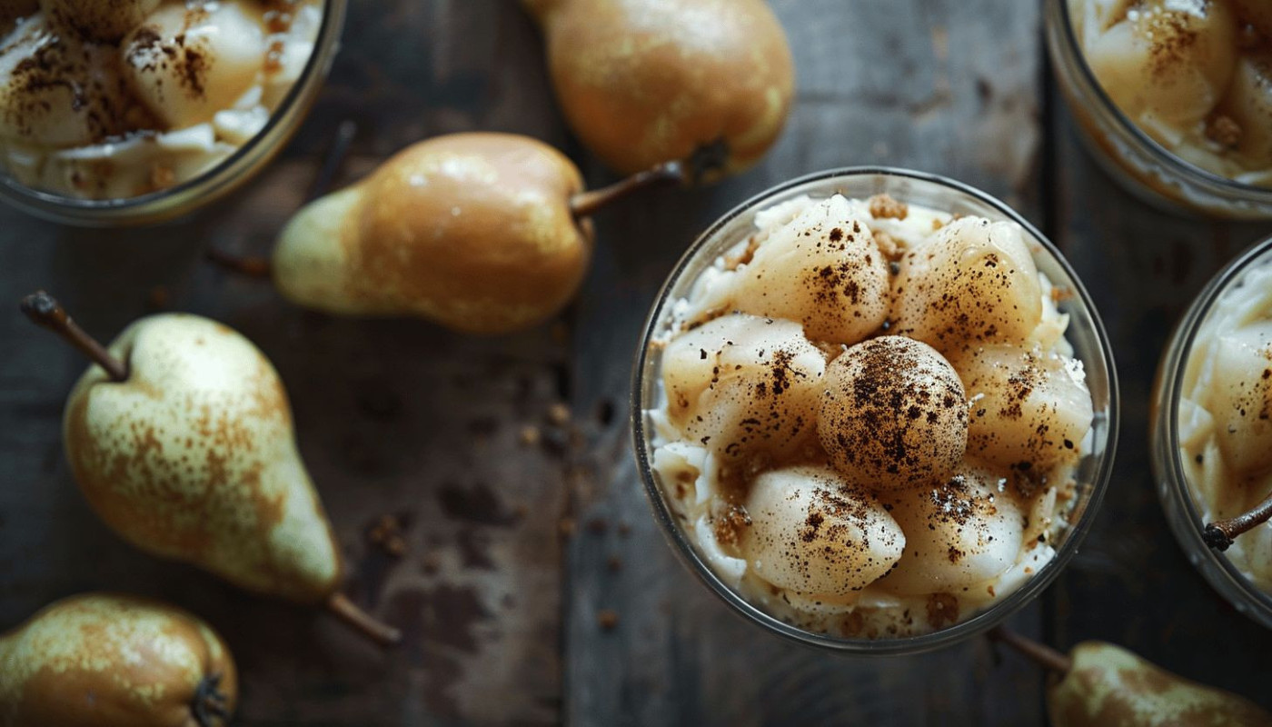 La délicatesse d'une verrine : mariage subtil de poires et foie gras