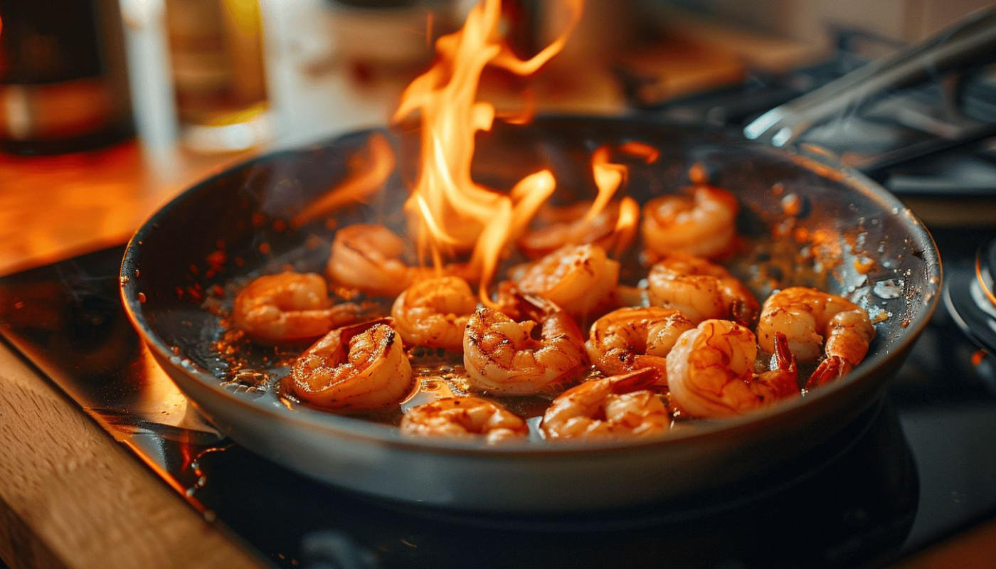 La recette savoureuse des crevettes flambées au cognac
