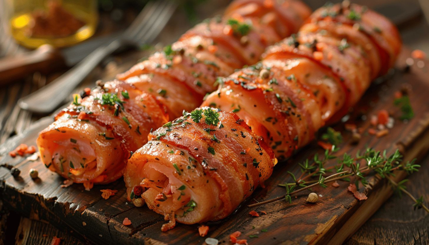 Recette simple et délicieuse du rôti de lotte au lard